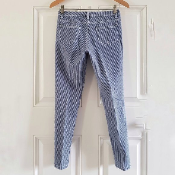 NOWADAYS Skinny Mid Rise Stretch Pinstripe Blue/White Girls Pants Size 14 - Picture 4 of 16